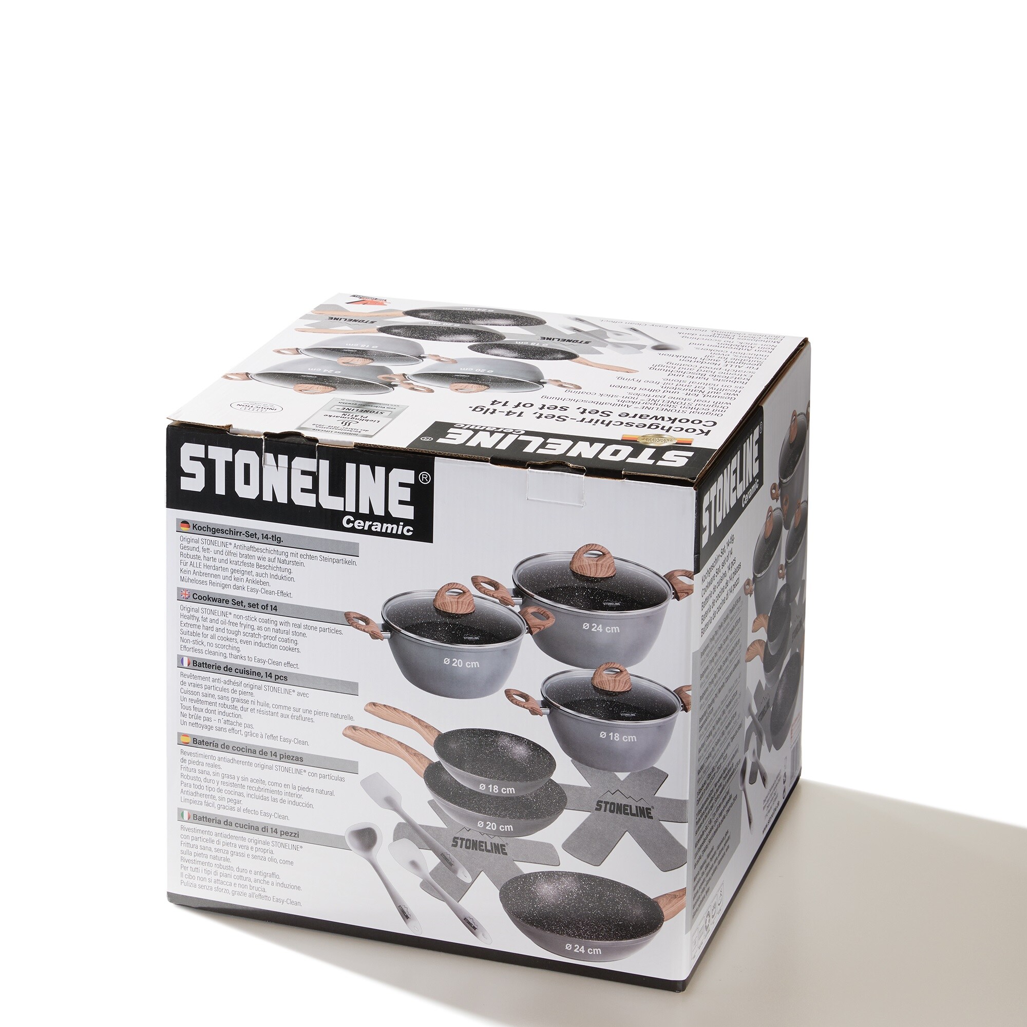 STONELINE® CERAMIC Back to Nature Kochgeschirr-Set, 14-tlg., Keramik-Beschichtung, mit Glasdeckeln