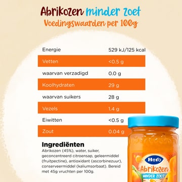 Hero Jam Minder Zoet Abrikozen 325 g