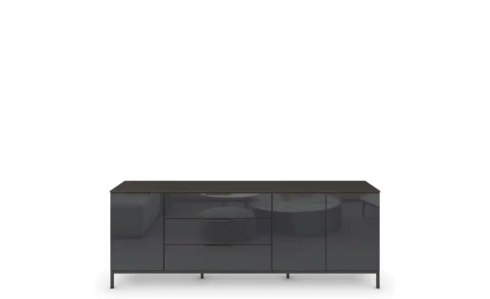Sideboard Basaltgrau, Graphit Basaltgrau, Graphit Front: Glas, Oberboden: Dekor Graphit