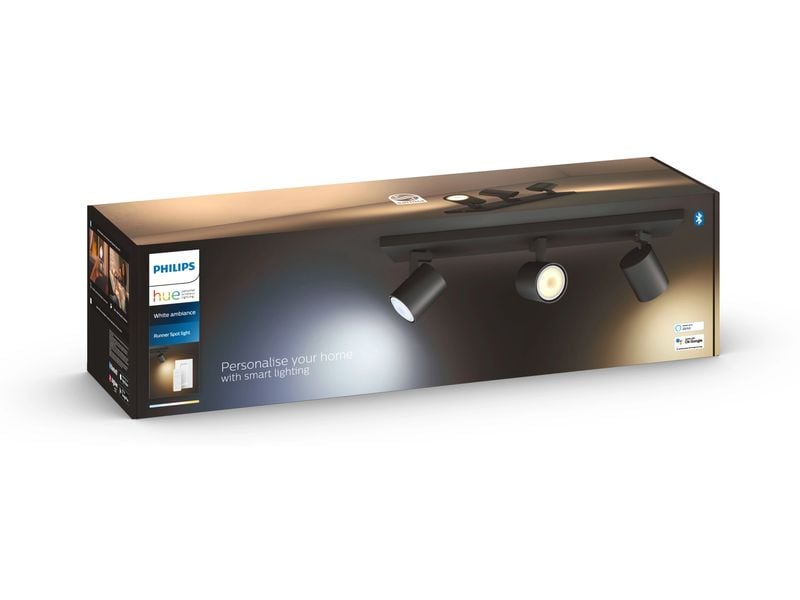 Philips Hue White Ambiance Runner 3er-Spot Schwarz Flexibles Licht für jeden Raum