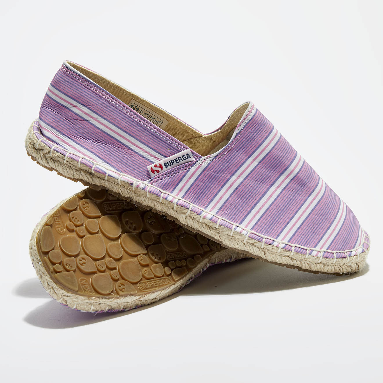 Superga Espadrilles en toile rayées fuchsia/lilas