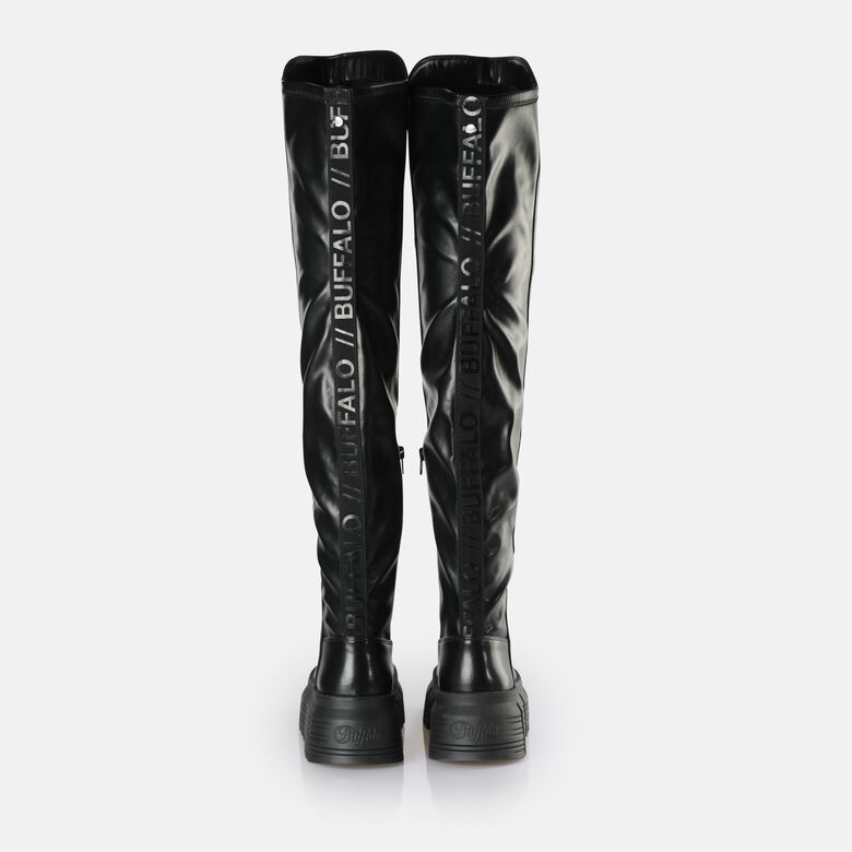 Ava Overknee Bottes vegan, noir