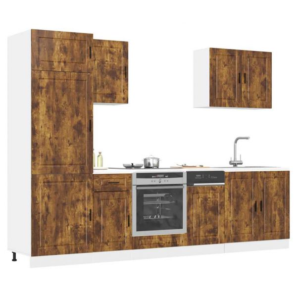 vidaXL 7 Peças Armário de Cozinha Conjunto Kalmar Carvalho Fumado - 1124361067