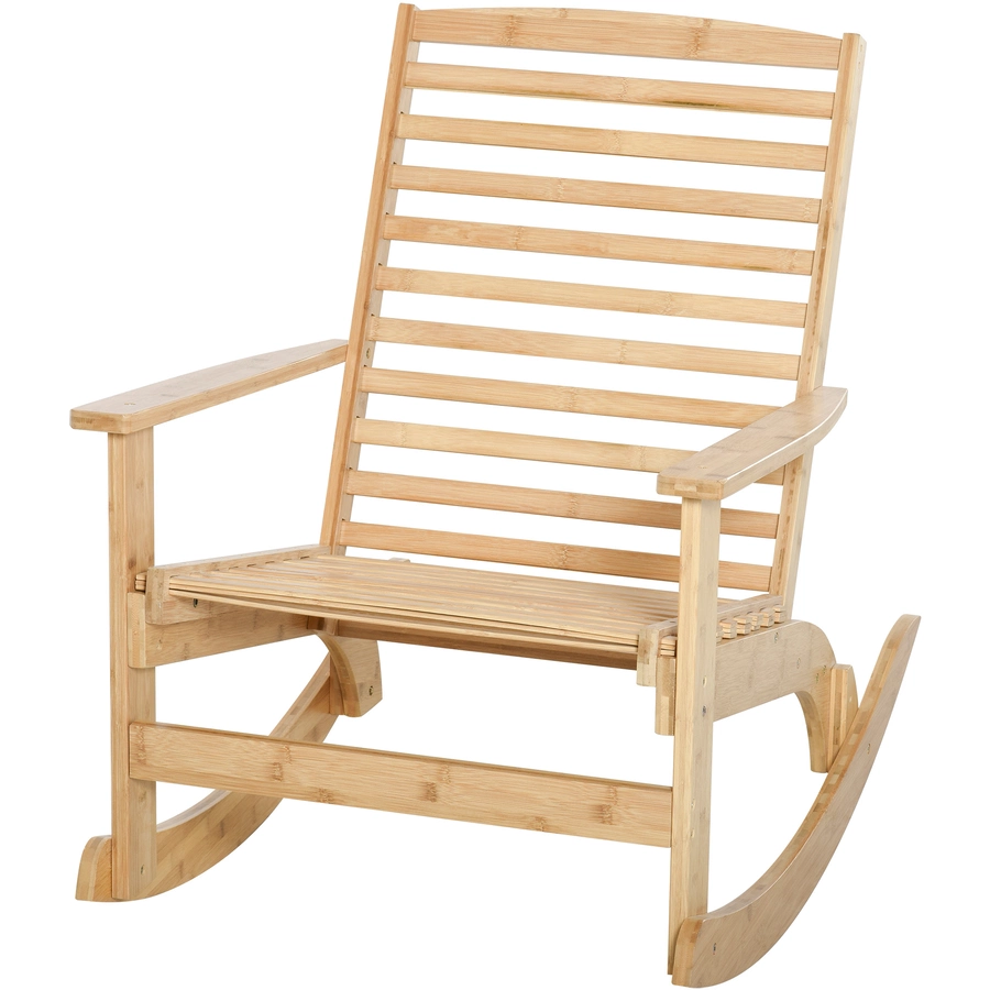 Outsunny Garten Schaukelstuhl aus Bambus natur