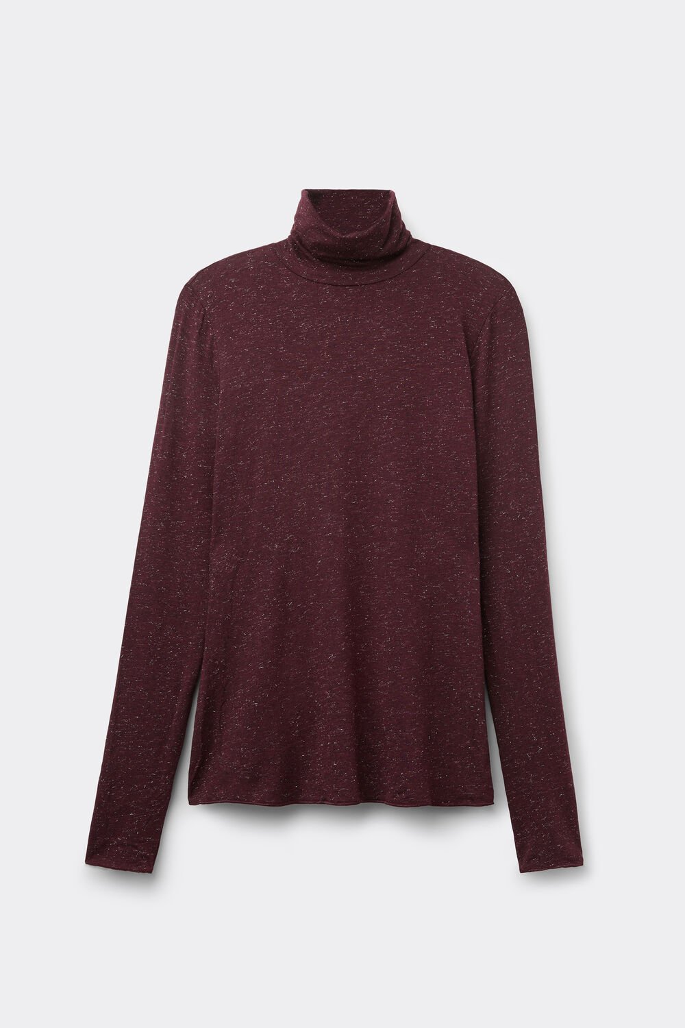 Blusa de gola alta em modal leve com lamê de cashmere