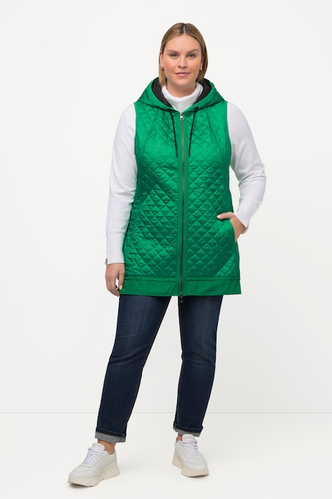 Steppweste, Tunnelzug, Kapuze, 2-Wege-Zipper, ärmellos