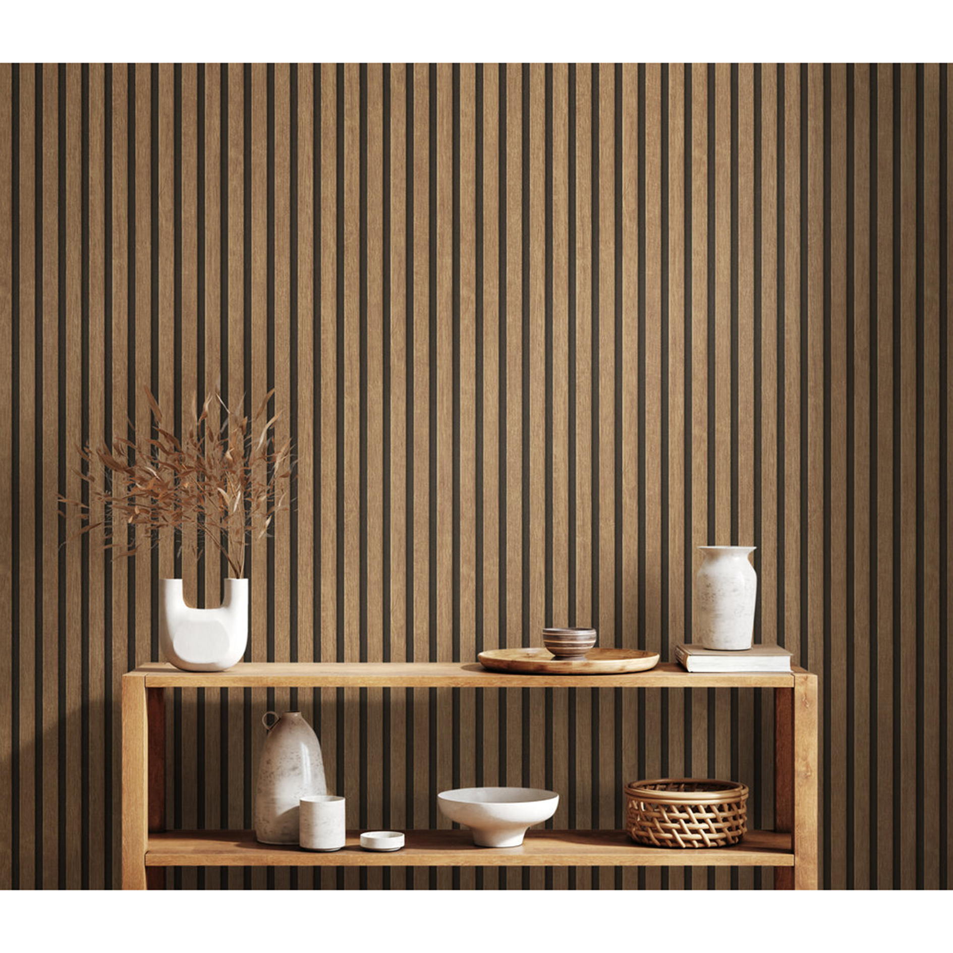 Vliestapete - beige - Holzoptik - 10 Meter