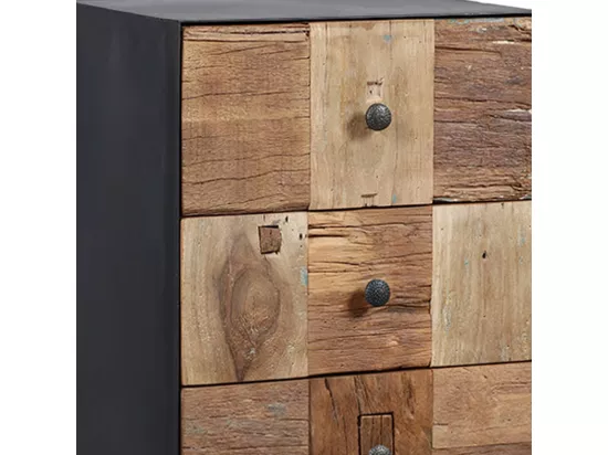 FULBERT - Chiffonnier 5 Tiroirs Acier et Bois Massif