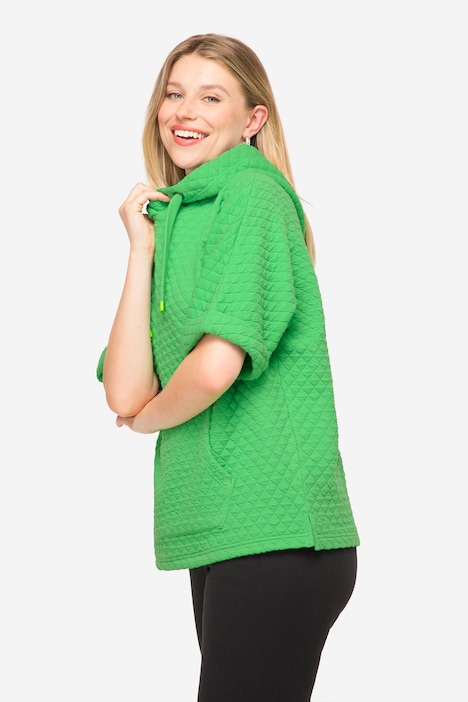Sweat-Pullunder, Waffel-Jacquard, Kapuze, Kängurutasche, OEKO-TEX