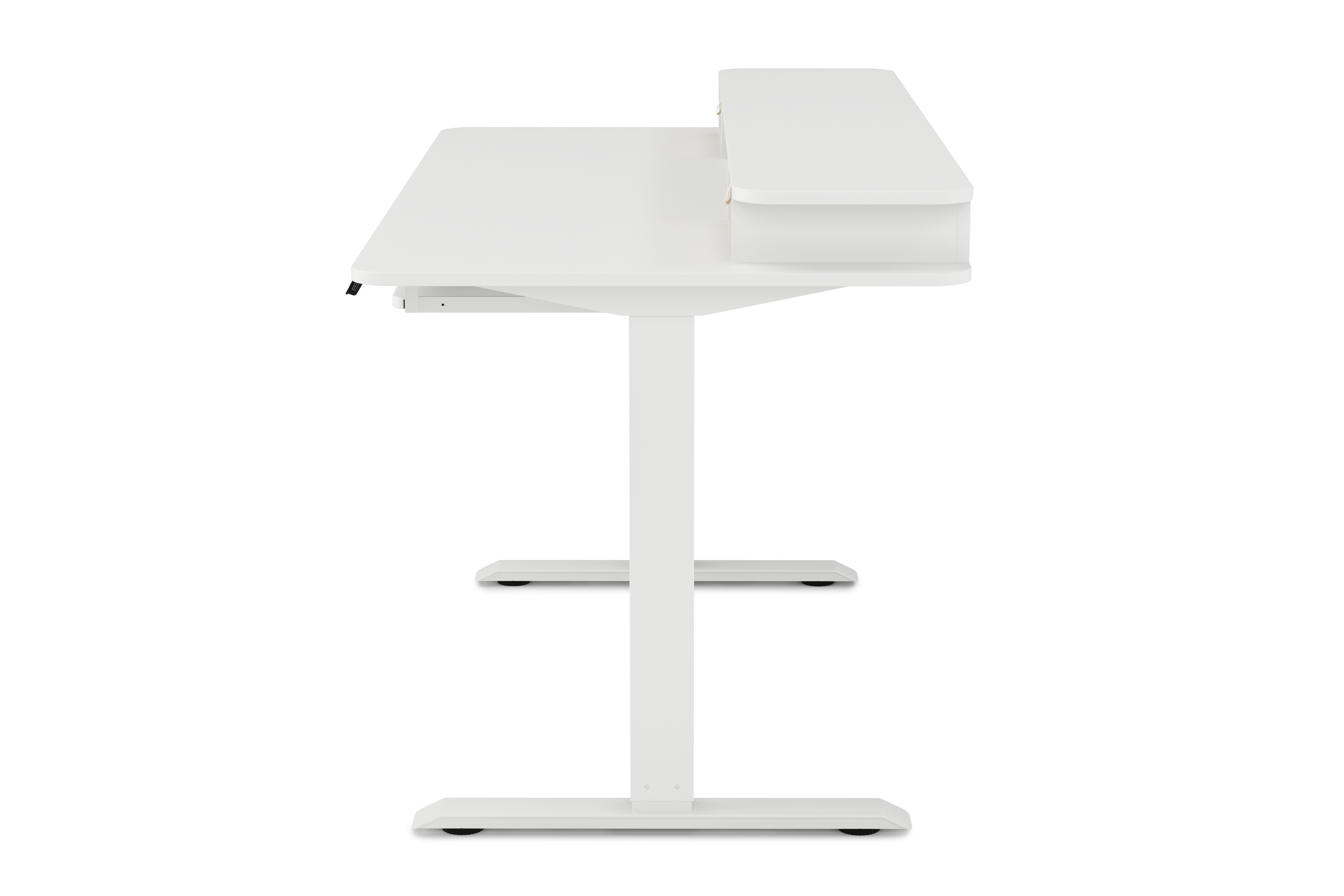 Stehpult elektrisch mit Ablage + Tastaturfach weiss 140 x 70 cm