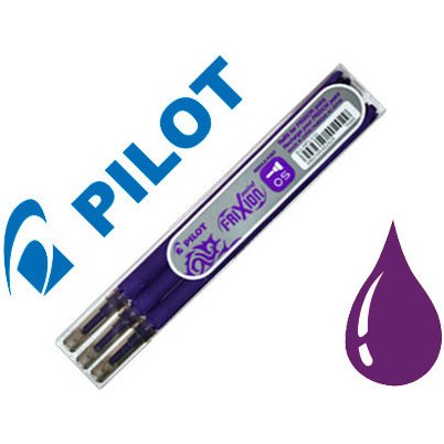 Recharge roller pilot frixion point pointe aiguille 0.3mm encre effaçable coloris violet set de 3 unités