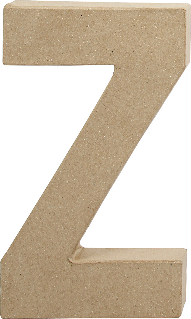 Bogstav Til Pynt - Z - Stort Bogstav - Papmaché - 20,2X11,2 CM - Tykkelse 2,5 CM - 1 Stk
