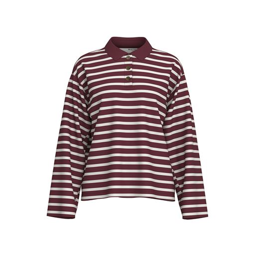 Selected Femme Wada Stripe Polotrøje, Zinfandel/Snow White, XL