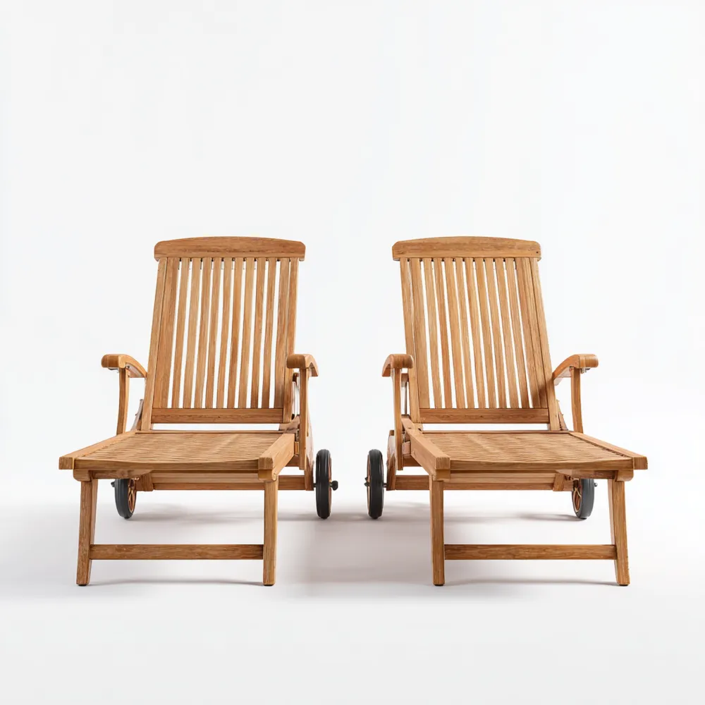 Gartenliege Set aus Massivholz 200x65x20 cm - Natur - Klassisches Desi