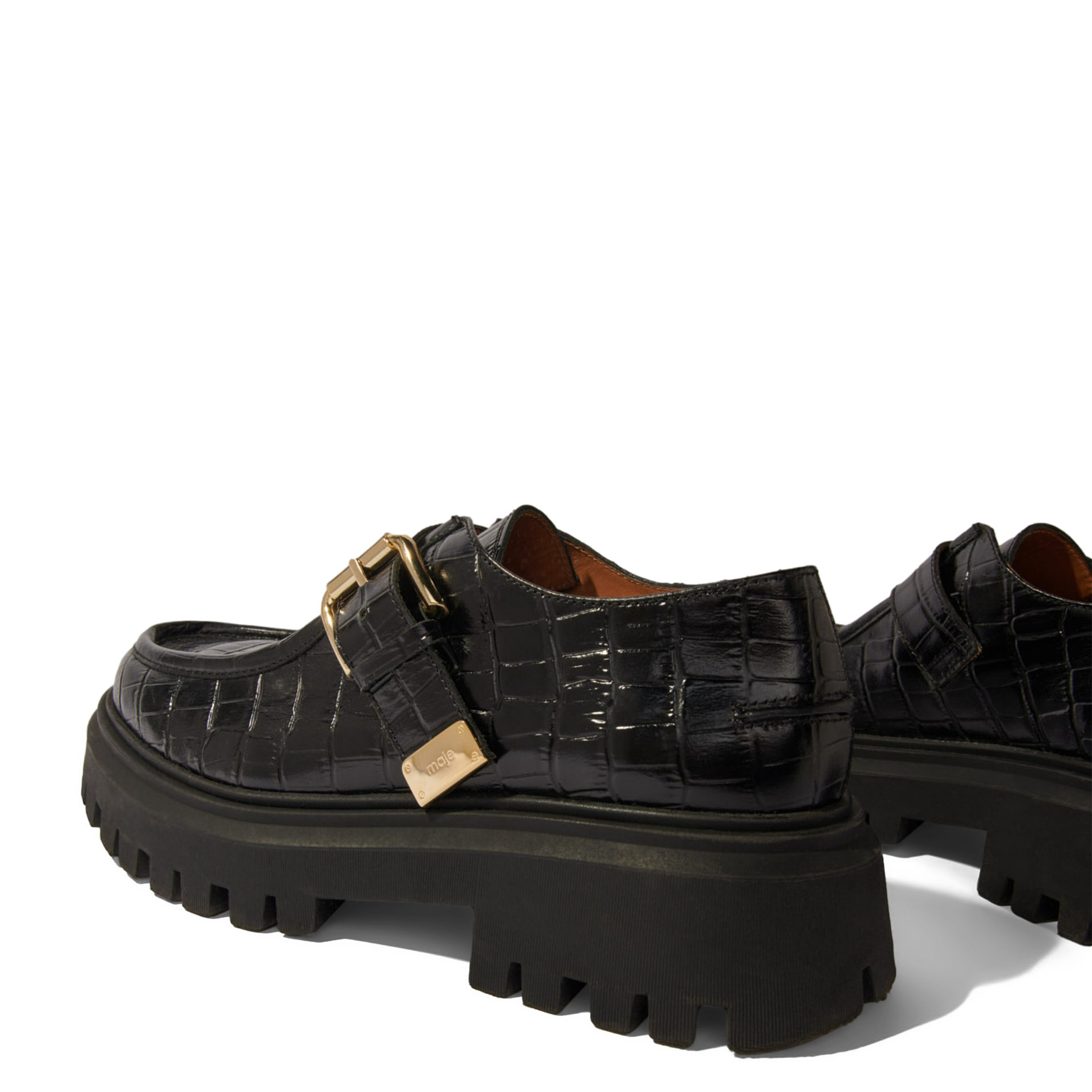Mocassins derbies en cuir croco | Noir