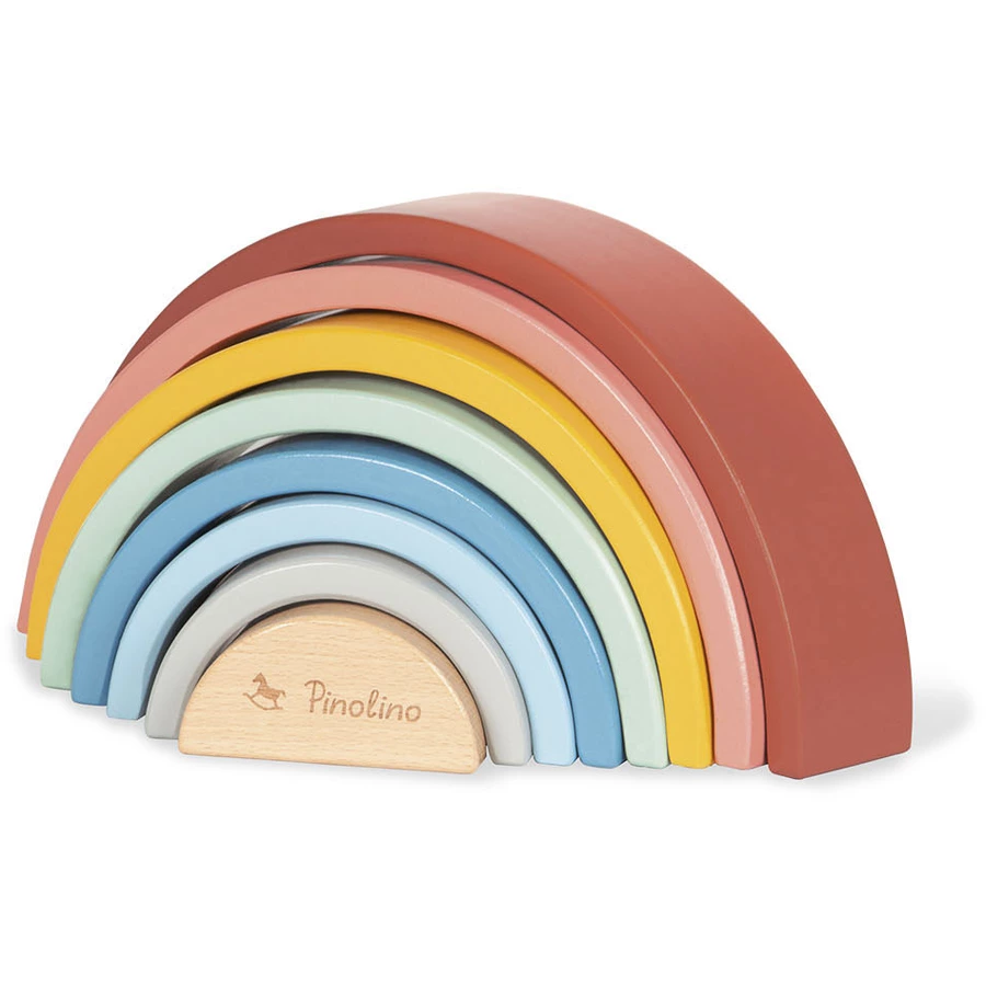 Pinolino Motorik-Set „Ruby“ mit Stapelturm, Holz-Regenbogen und Abakus-Regenbogen, 3-tlg.