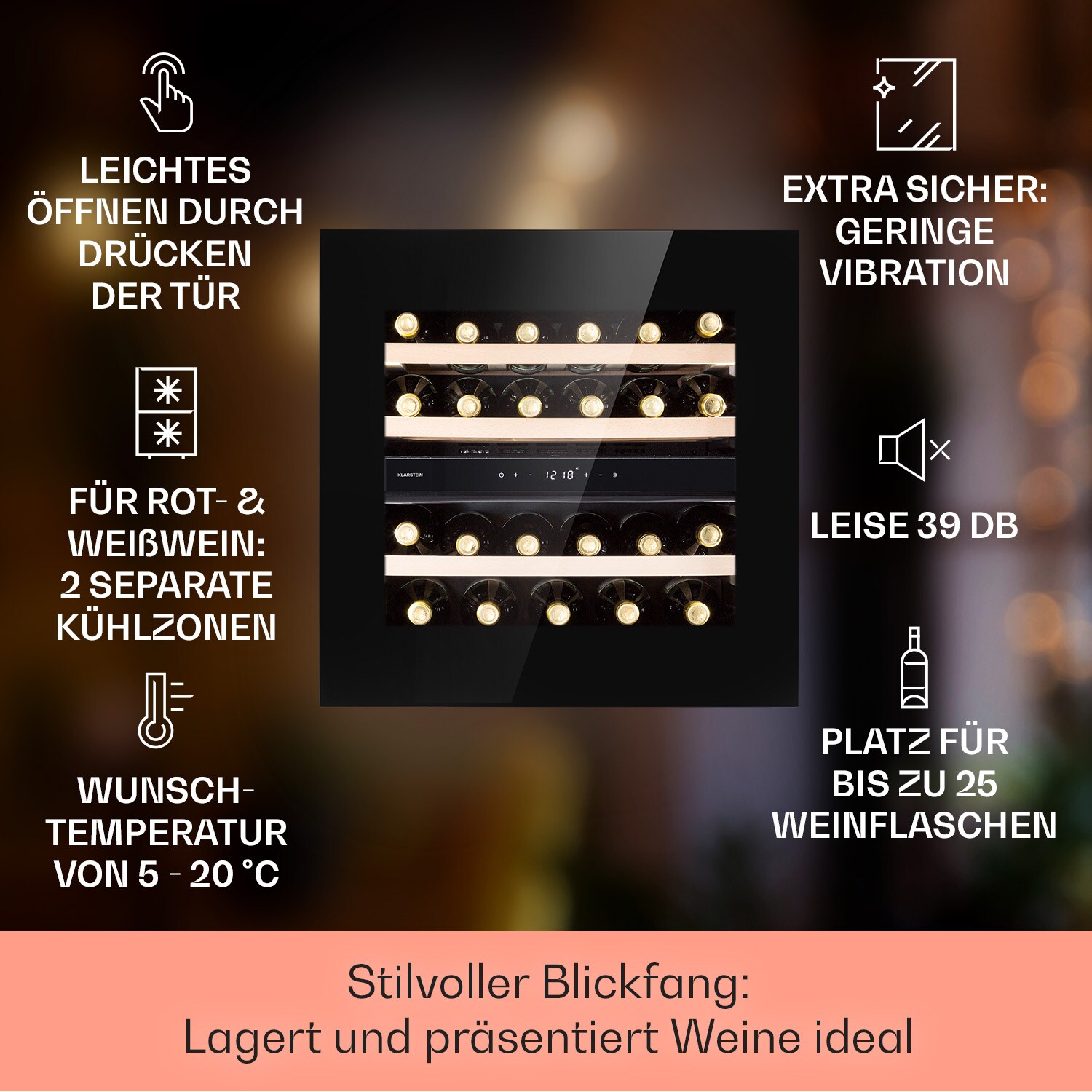 Rhône 25 Duo Weinkühlschrank Kompression 2 Zonen 75 Ltr / 25 Flaschen