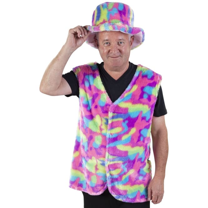 Weste - Regenbogen-Plüsch - für Herren