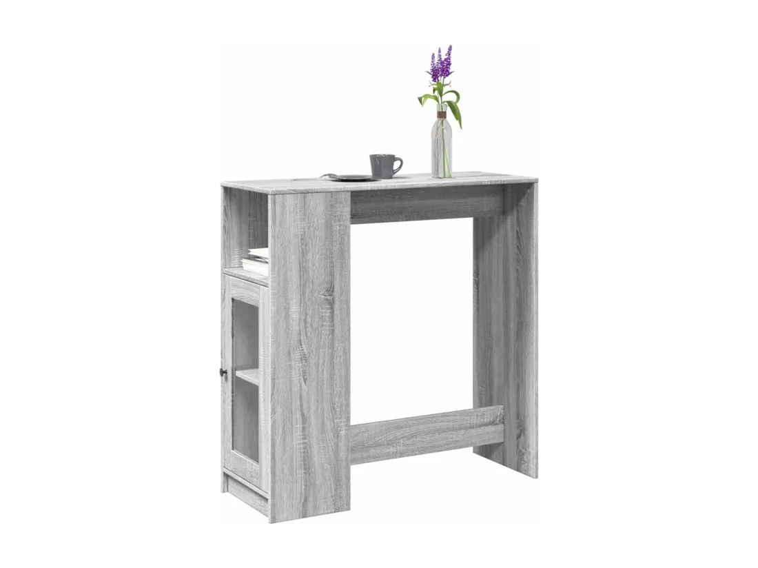 Table de bar avec étagères sonoma gris bois d'ingénierie