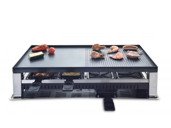 Solis Grill 5 i 1, raclette/ bordgrill/ wok/ crepes/pizza, 8 personer, rustfrit stål, Bordgrill 5 i 1, Type 790