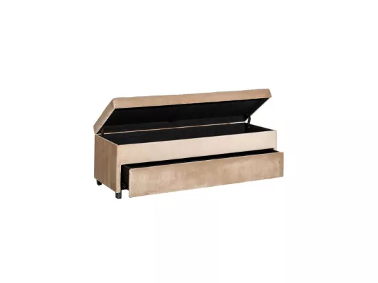 Banquette coffre + tiroir Tissu beige taille M - VIPOP