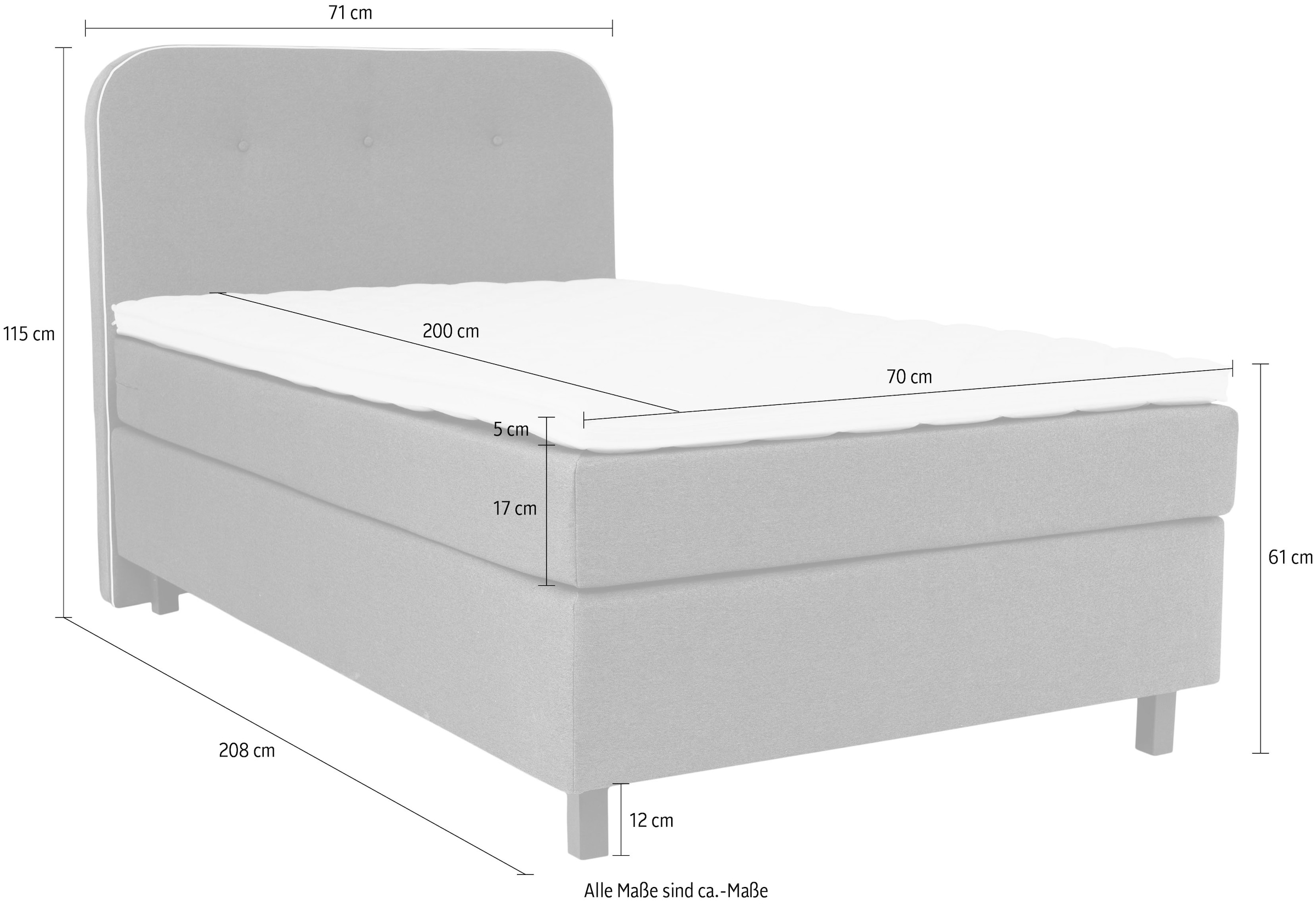 PLACES OF STYLE Boxspringbett »Marausa« mit Taschen-Federkernmatratze, mit dekorativer Kedernaht