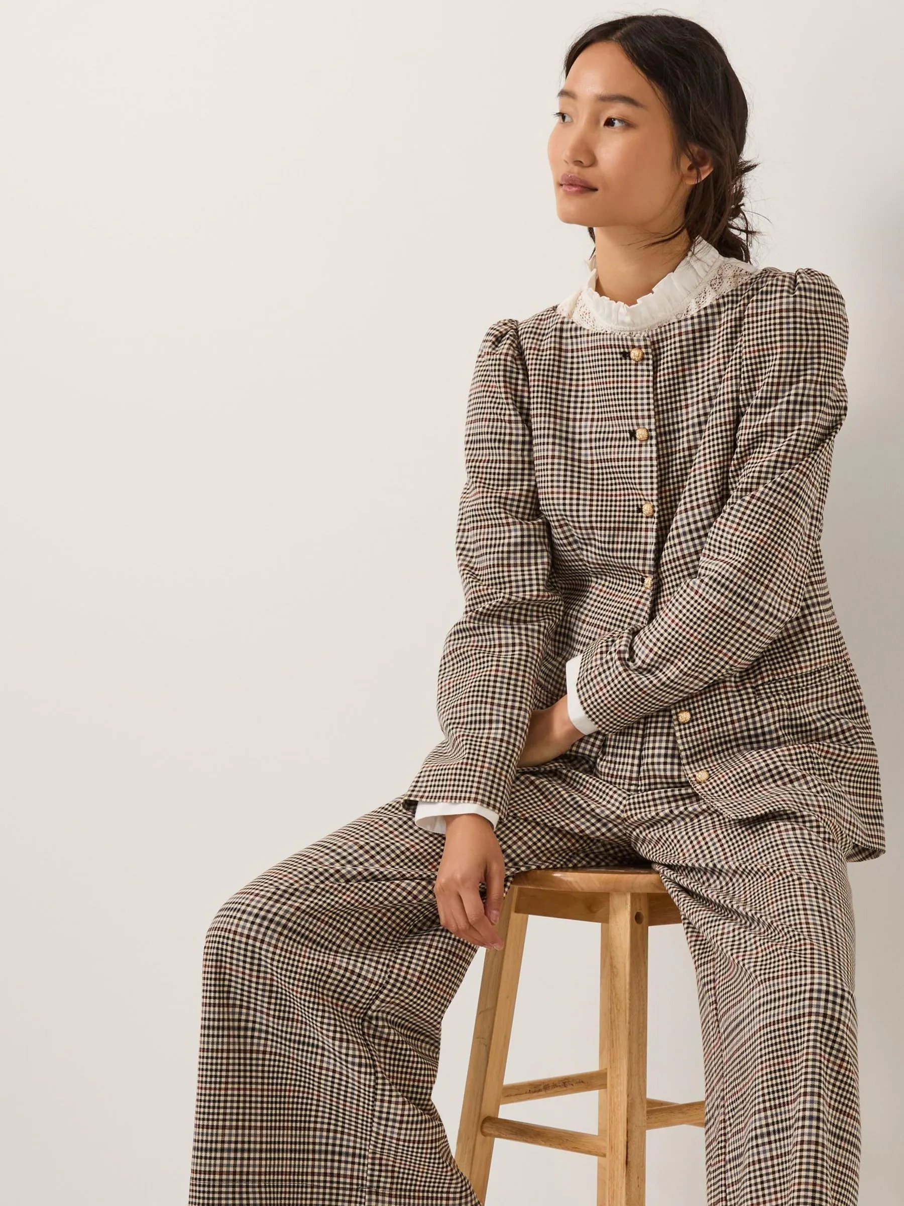 Monsoon Carmen Check Wide Leg Trousers