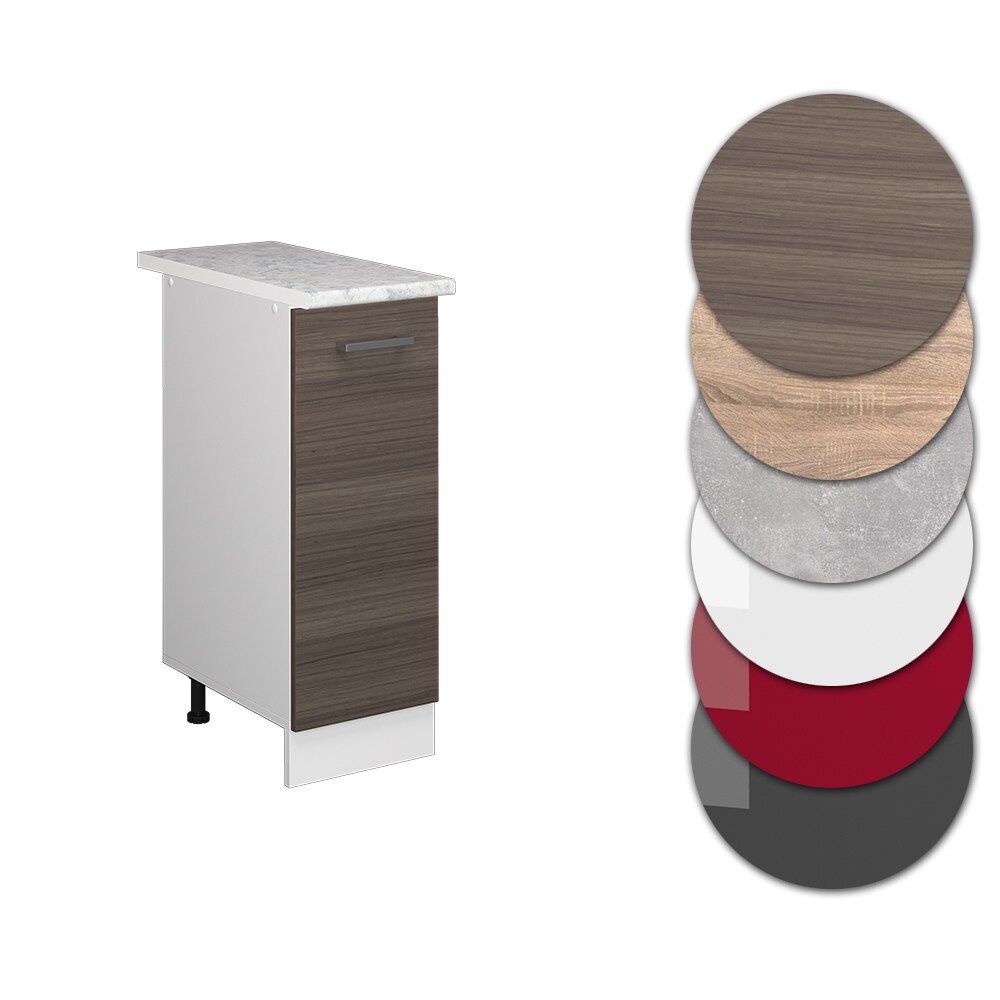 Vicco Apothekerunterschrank Küchenschrank Küchenzeile R-Line 30 cm Weiß Edelgrau Arbeitsplatte