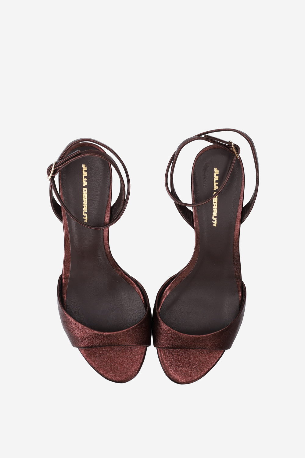 Metallic leather heeled sandals