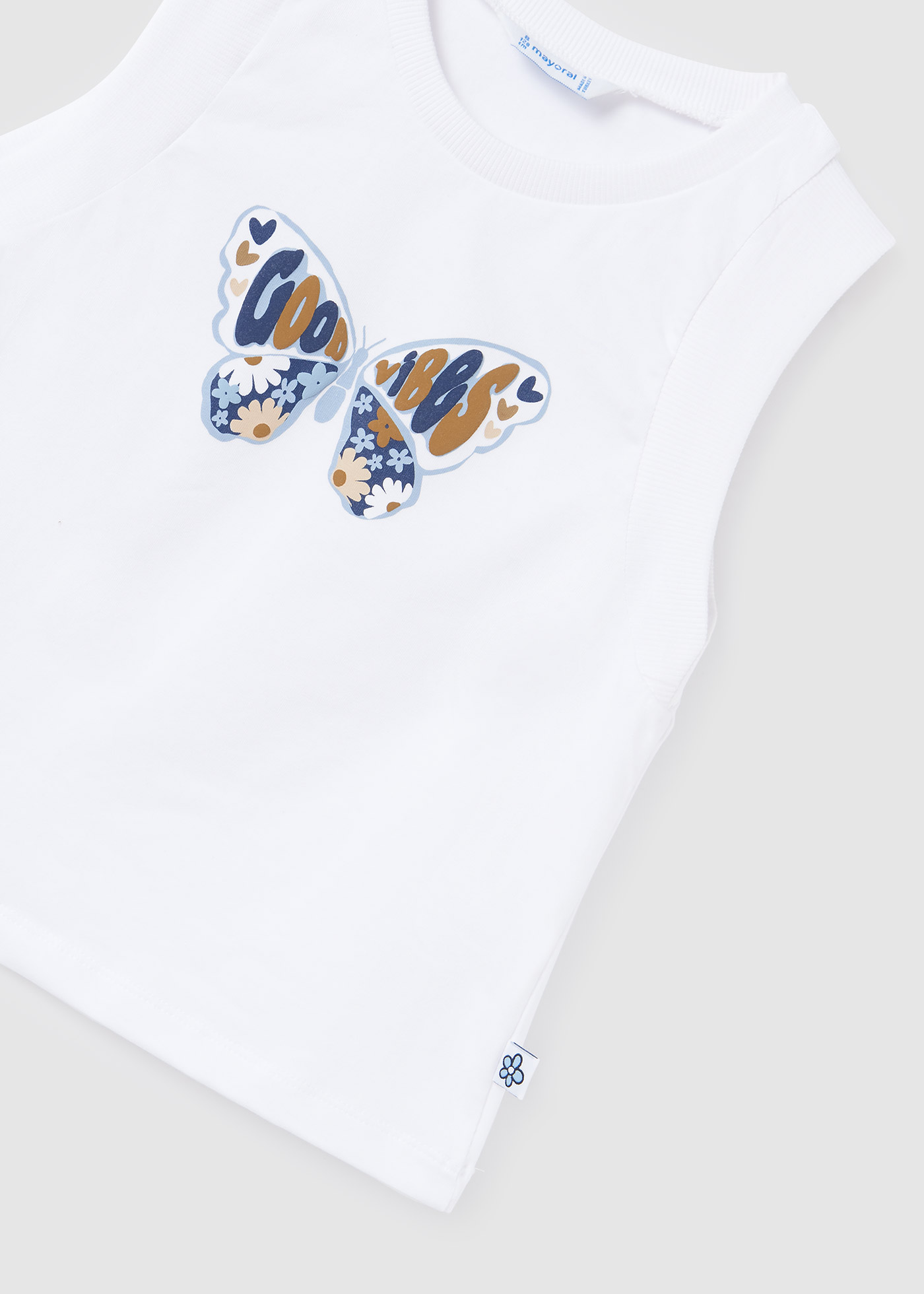 Camiseta regata de algodão sustentável para meninas