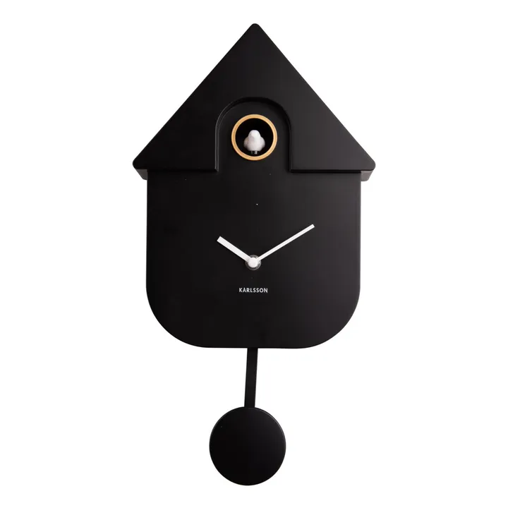 Present Time Horloge à pendule Modern Cuckoo | Noir