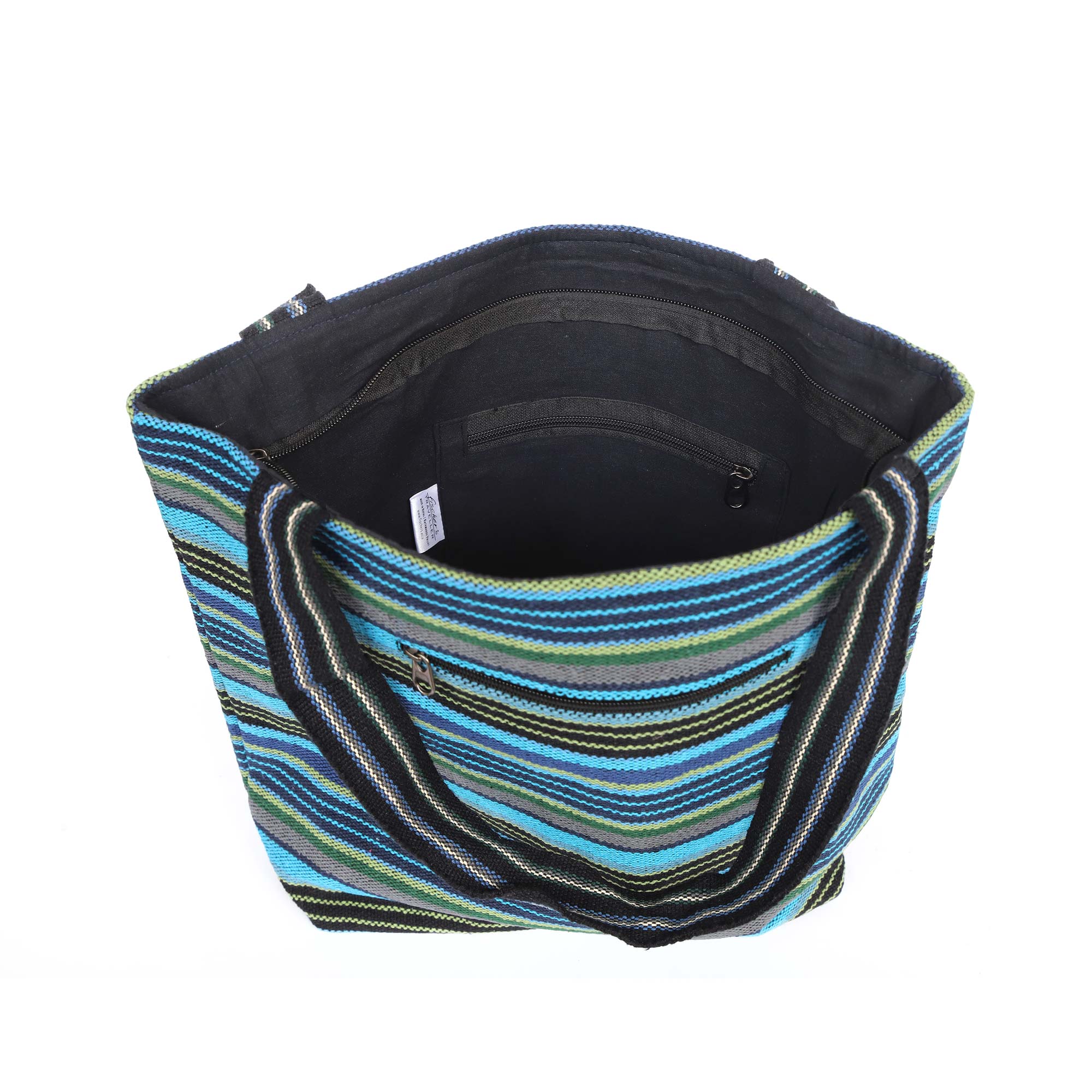 Einkaufstasche aus Baumwolljacquard, blau-ocean gestreift, B 35 cm, H 40 cm, L 10 cm günstig bestellen