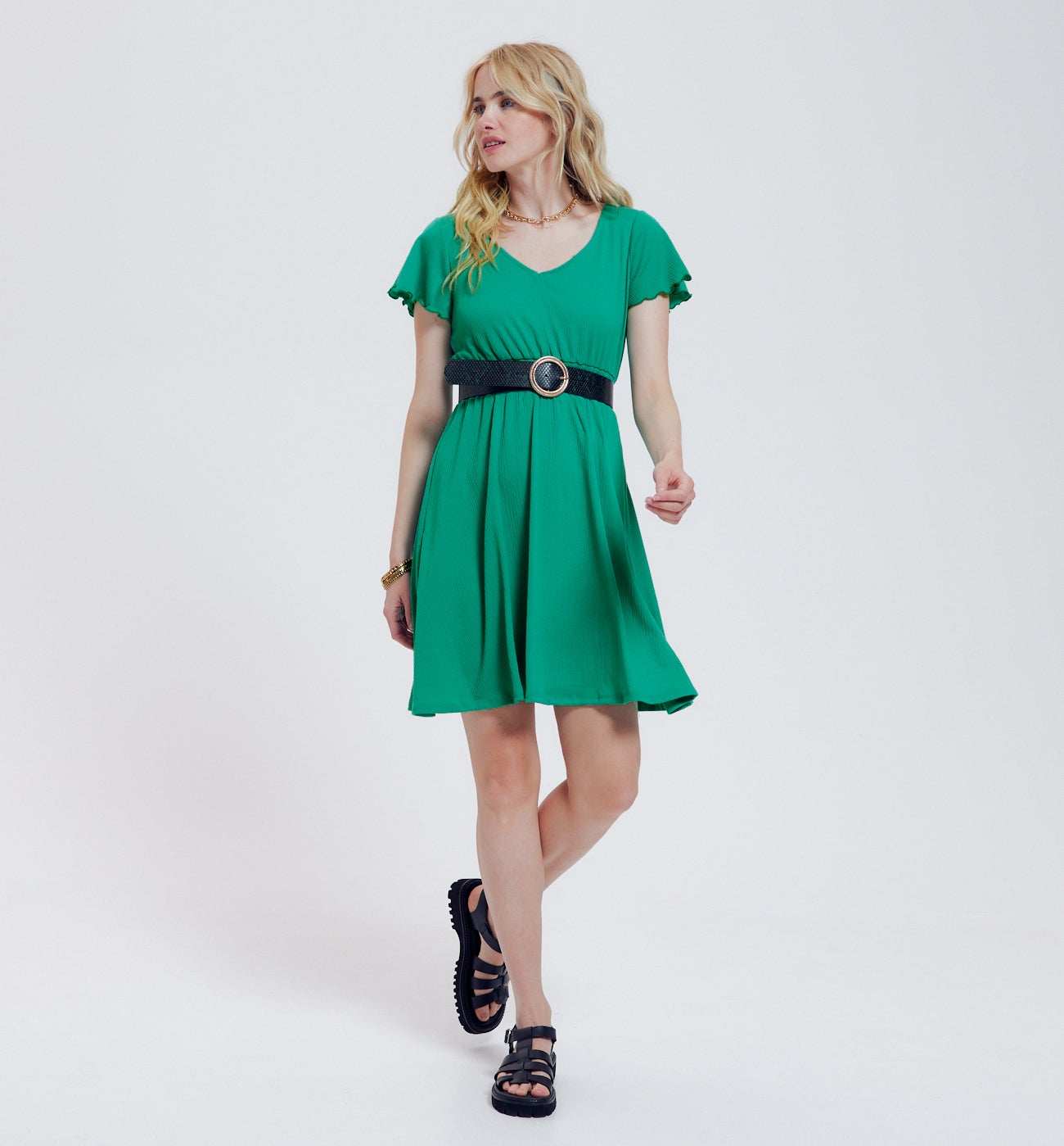 Robe manches courtes Femme - Vert