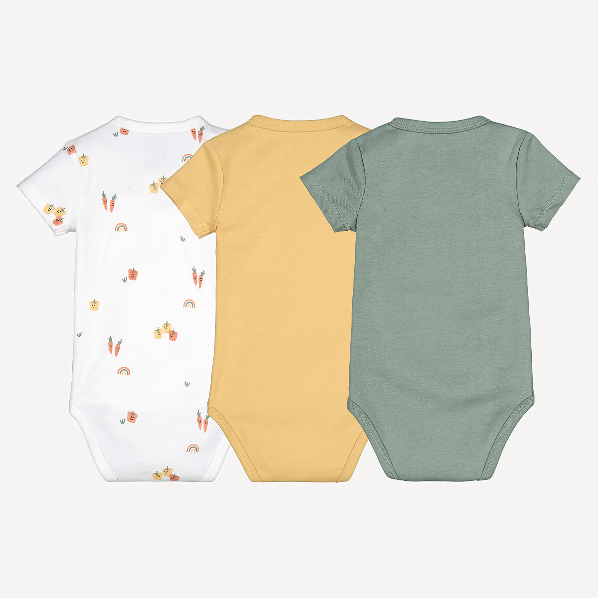 COLEÇÃO LA REDOUTE<br>Conjunto de 3 macacões de maternidade estampados de manga curta