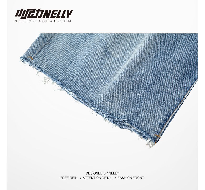 Wewewow - Mid Rise Gerafelde Denim Shorts