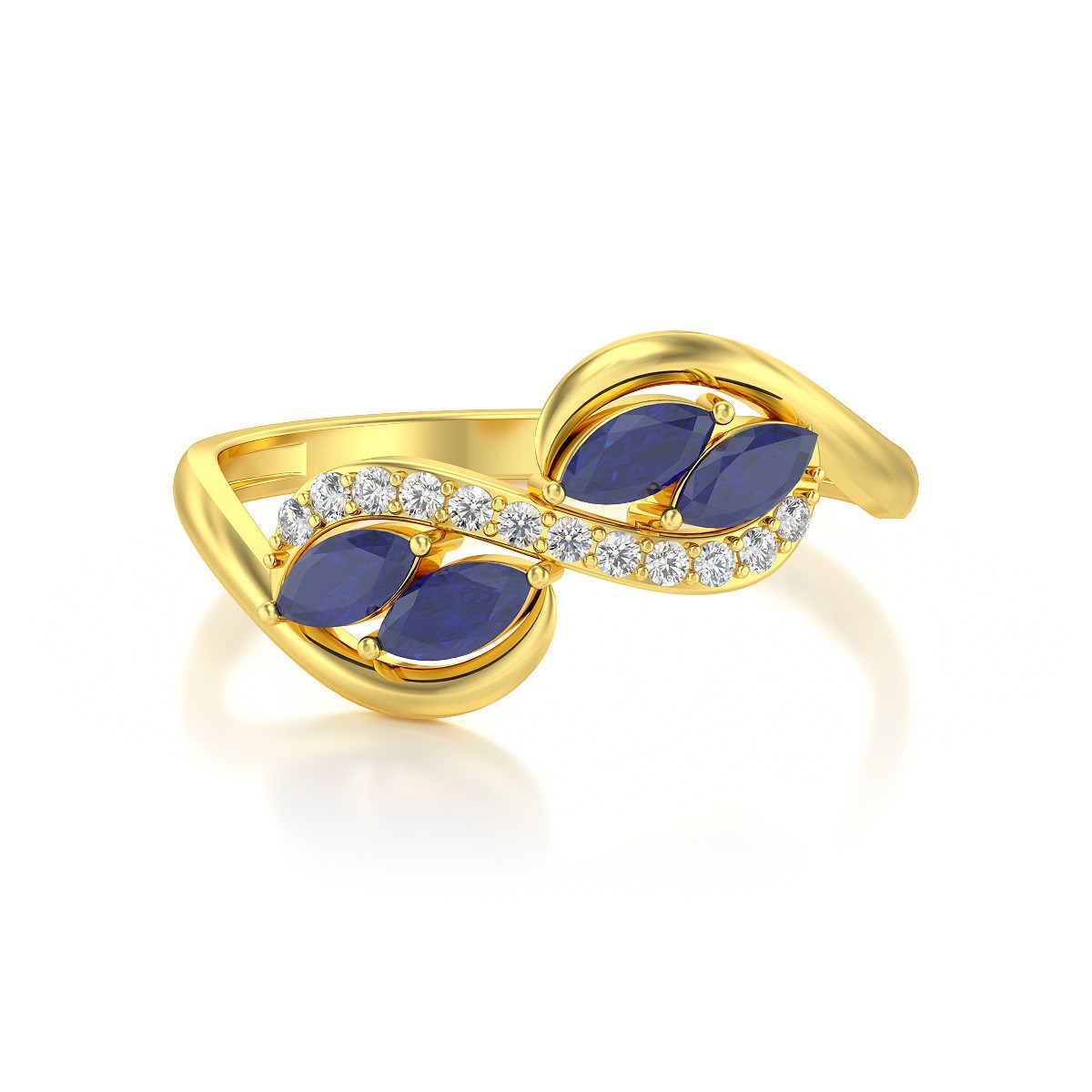 Bague ADEN Or 585 Jaune Saphir et diamants 1.546grs