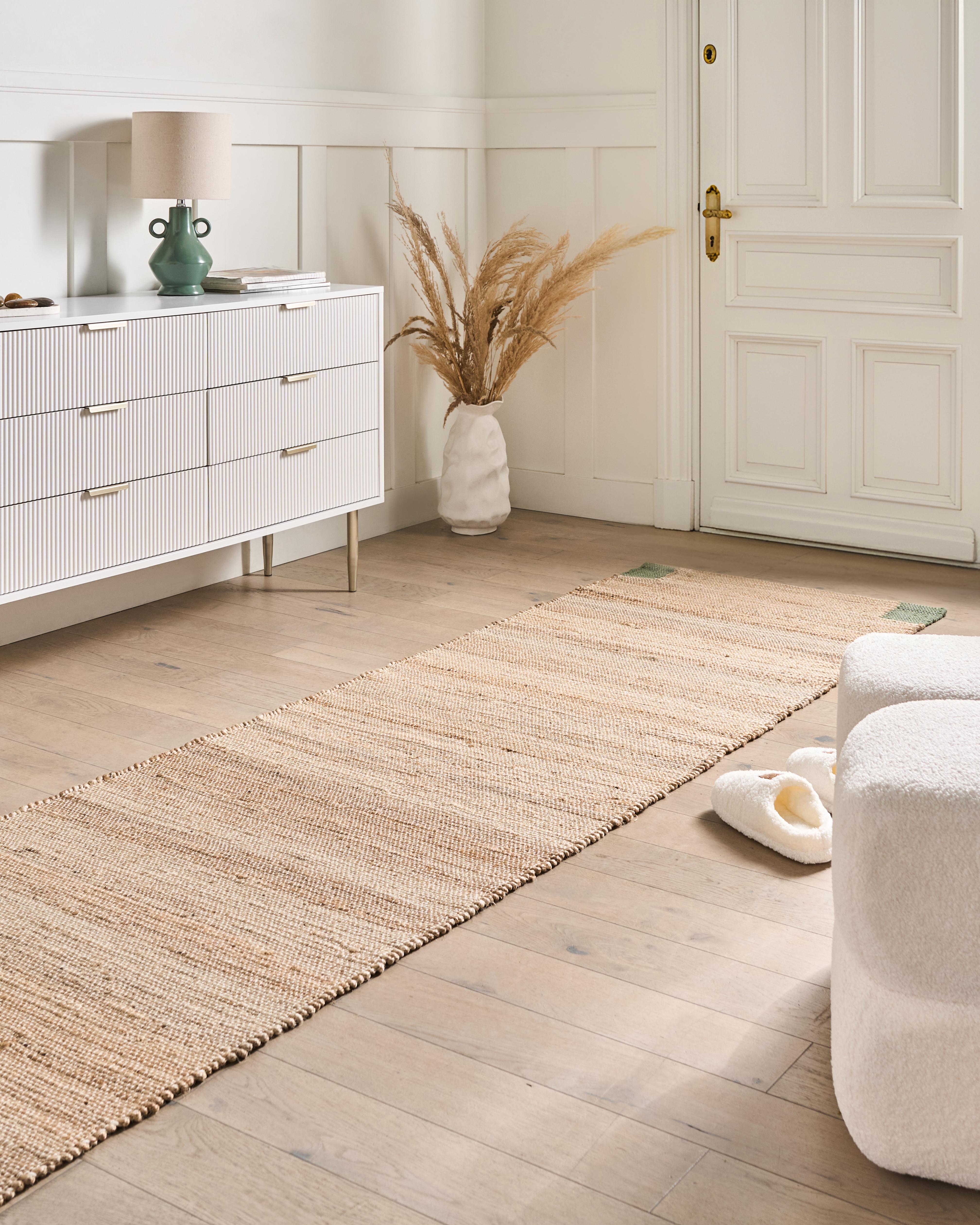 Vloerkleed AMRAVATI Beige/groen 80 x 300 cm Jute
