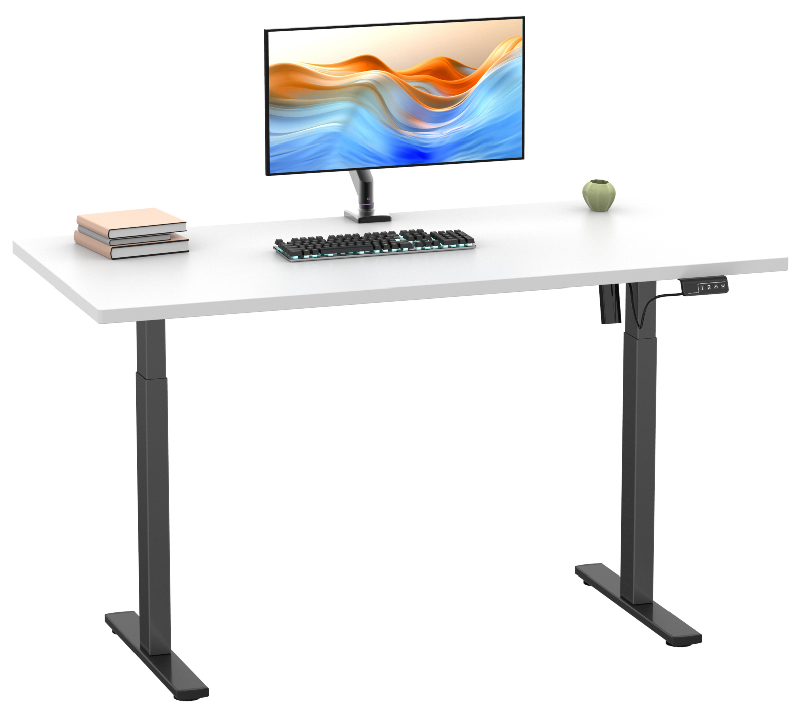 Schreibtisch - weiß-schwarz - 160 cm - höhenverstellbar