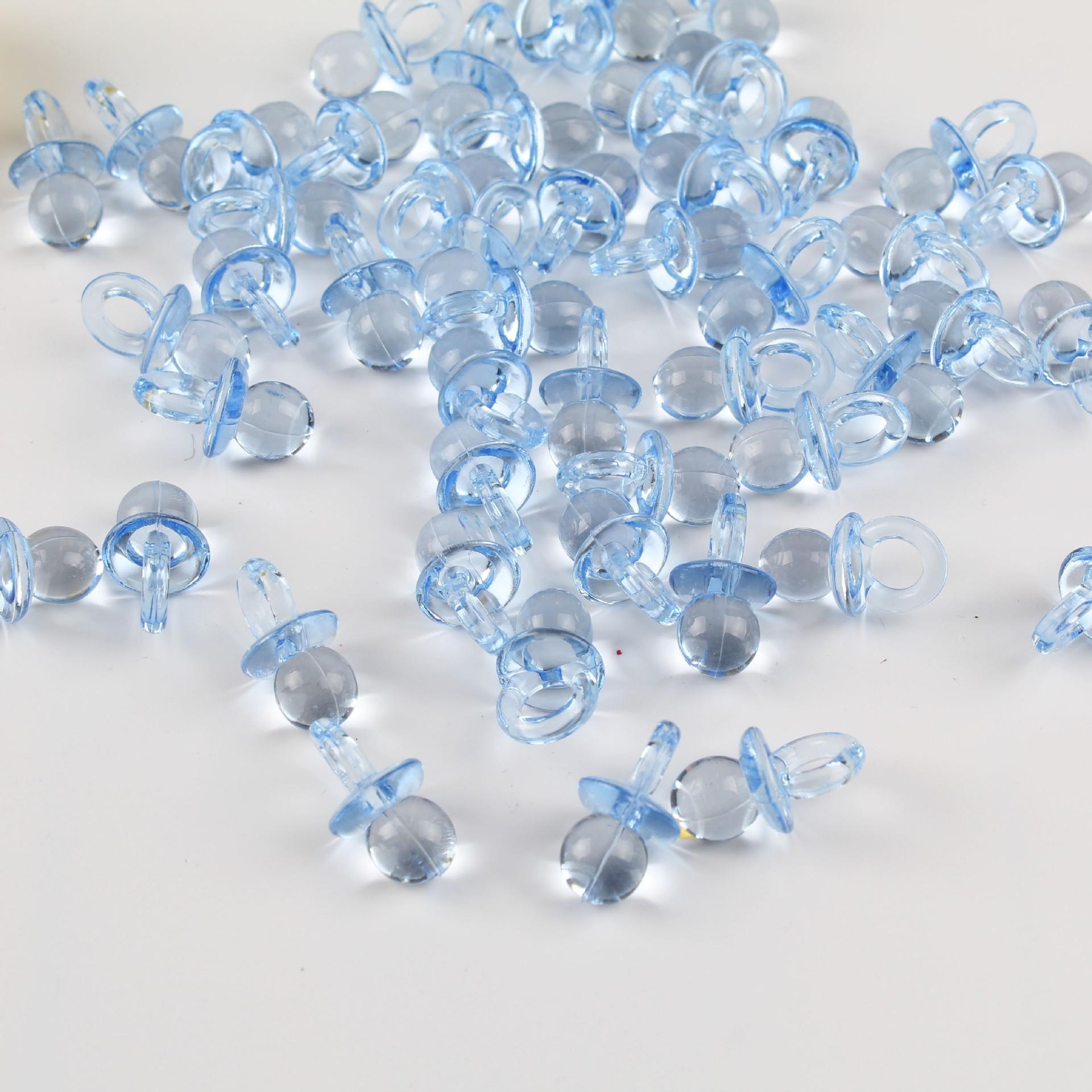 (50er Set) Transparente Schnuller Baby Shower Deko Acryl Streukonfetti Tischdekoration - Blau
