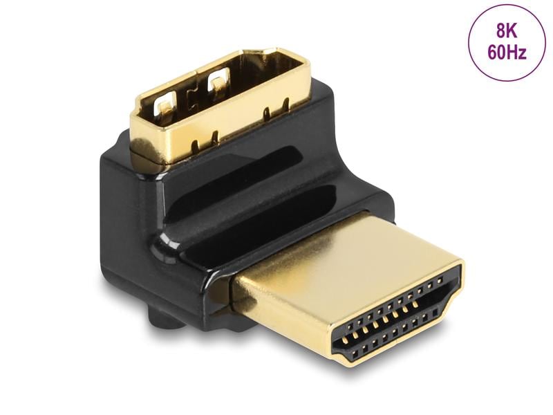 Delock Adapter 90° oben gewinkelt, 8K 60 Hz HDMI - HDMI Delock HDMI Adapter Stecker zu Buchse 90° oben gewinkelt 8K 60 Hz Metall