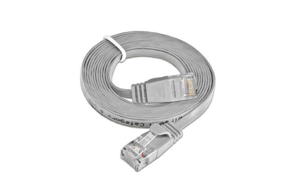 Slimpatchkabel RJ-45 - RJ-45, Cat 6, UTP, 0.25 m, GrauUnscreened/Unshielded Twisted-Pair-Kabel (UTP) mit Klinkenschutz