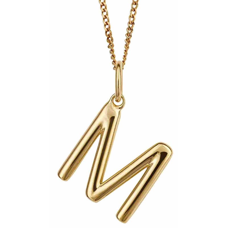 Collier lettre M plaqué or en argent 925/1000