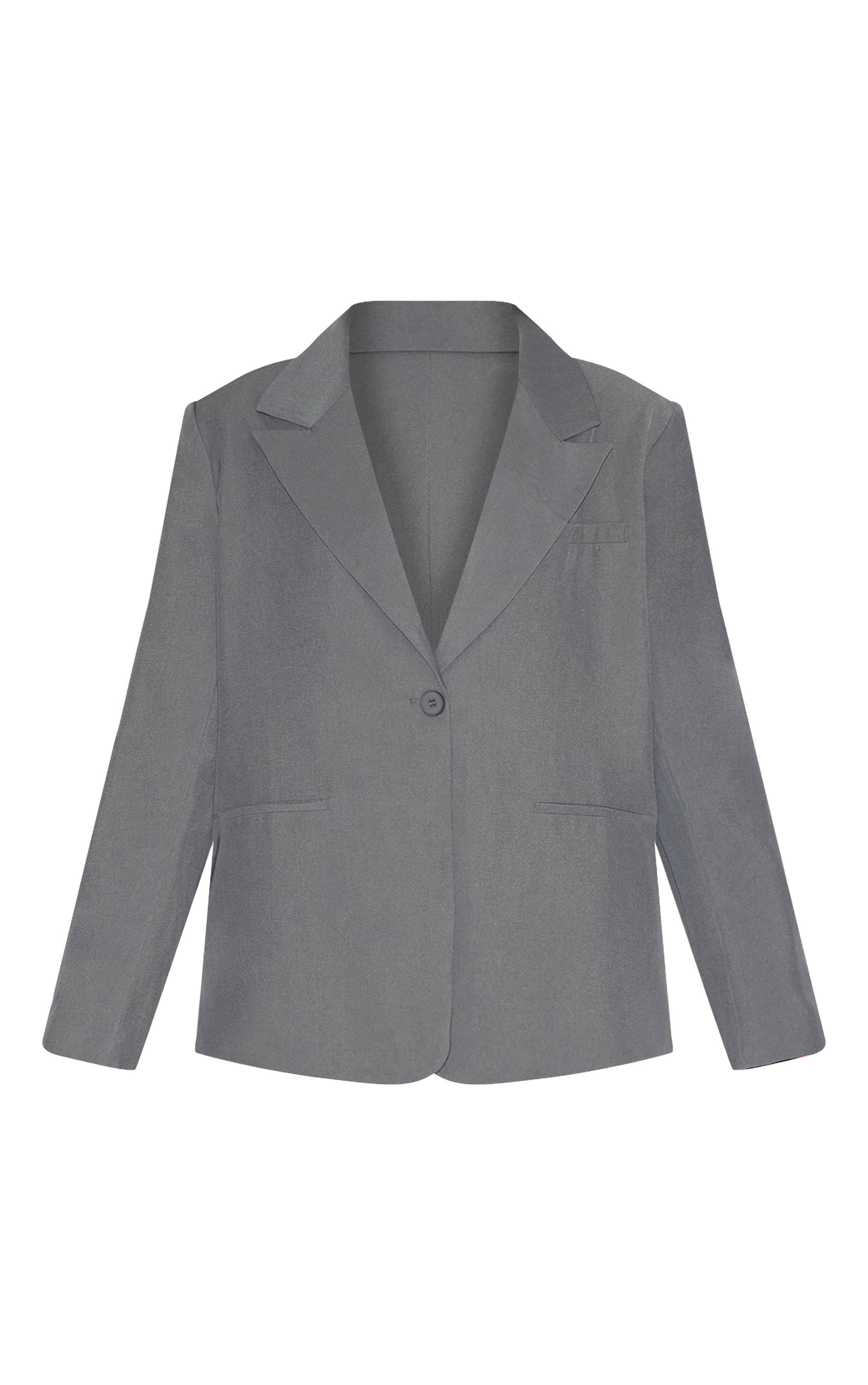 Gris Blazer Grande Taille À Col Exagéré Oversize