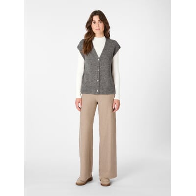 Damen-Strickweste Alpaka, Taupe