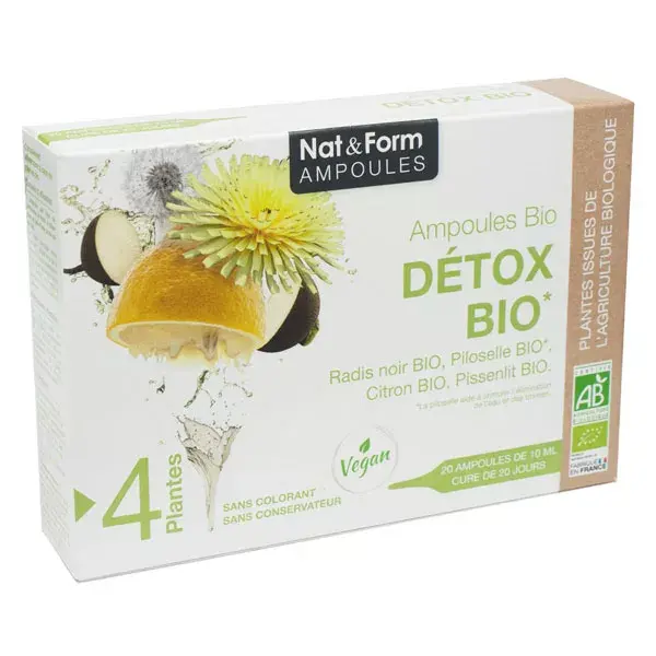 Ampolas Detox Orgânicas Nat & Form - 20 ampolas