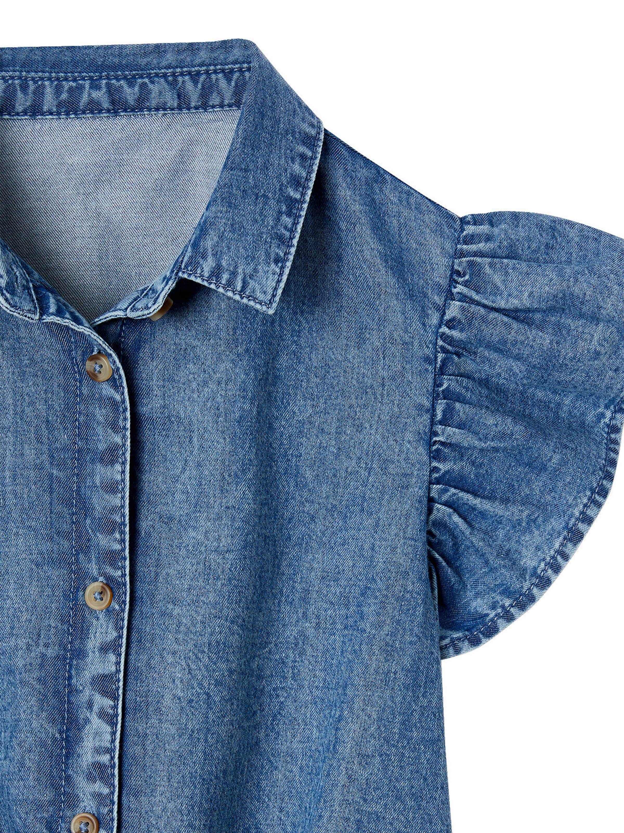 Vertbaudet Mädchen Jeansbluse zum Binden mittelblau