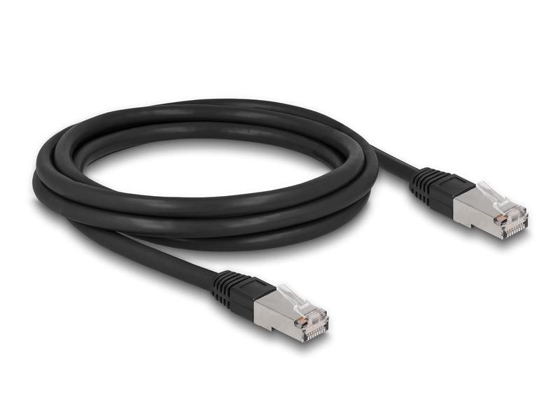 Delock Patchkabel Outdoor Cat 6A, S/FTP, 2 m, Schwarz Delock RJ45 Netzwerkkabel Cat.6A S/FTP PE Outdoor 2 m schwarz