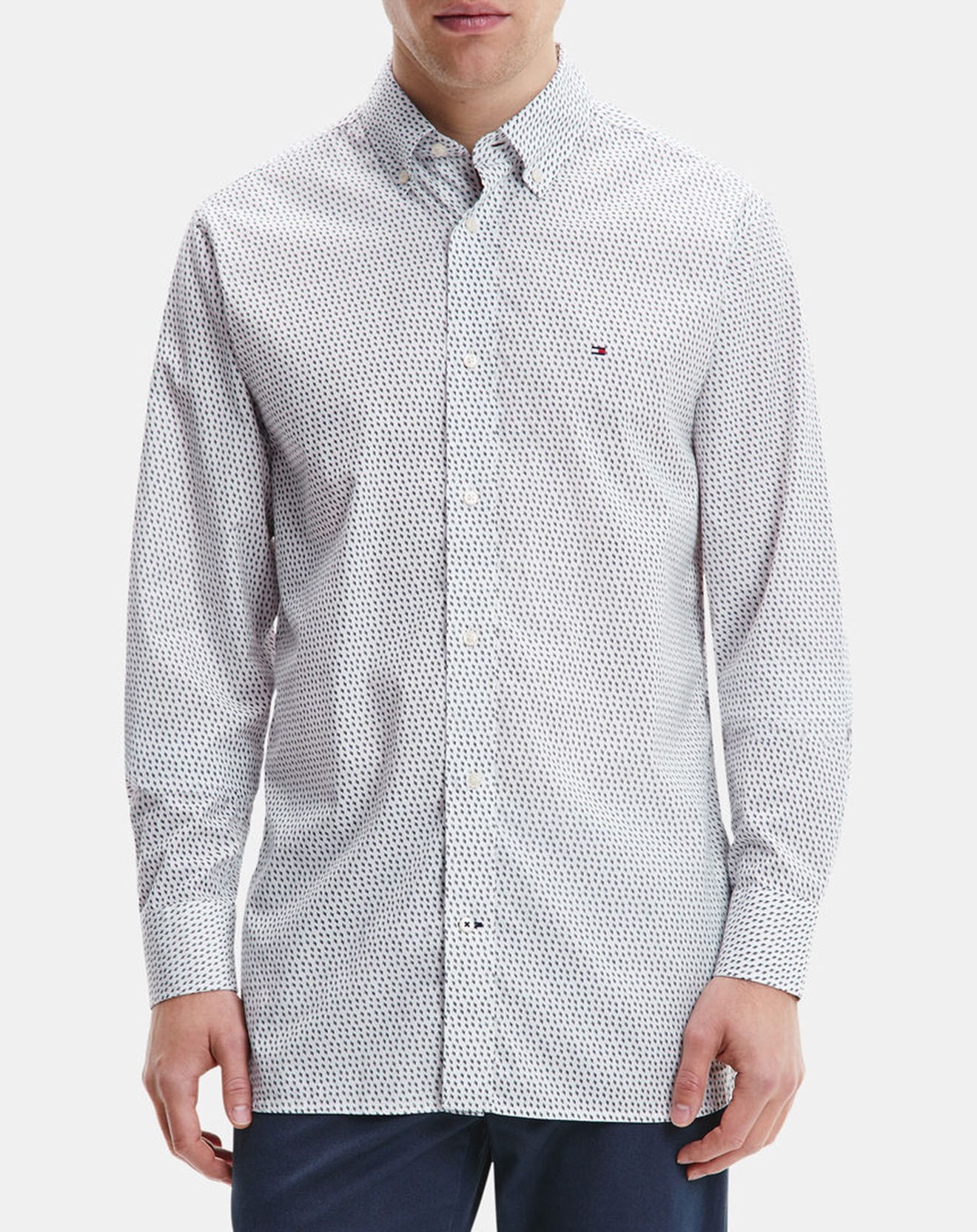 Tommy Hilfiger Chemise droite Soft Micro imprimée blanc/bleu