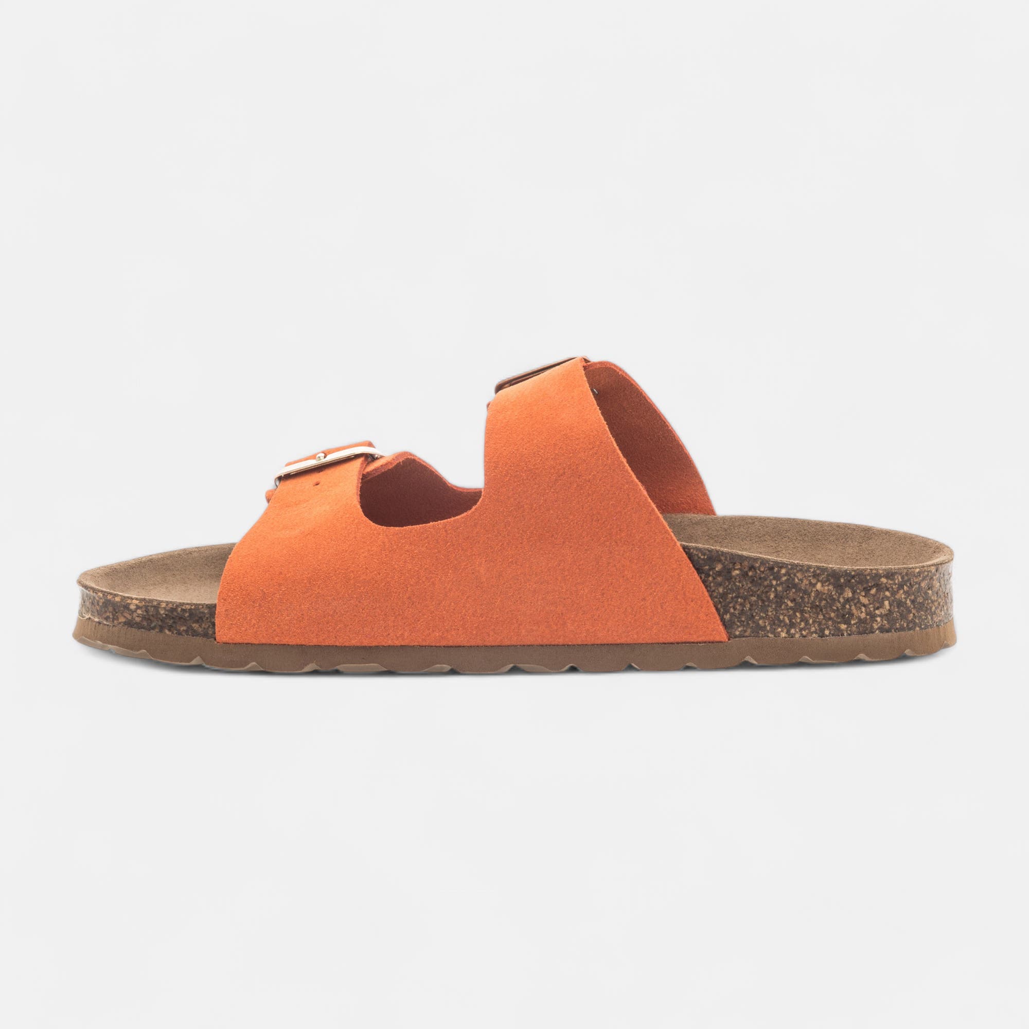 Mules semelle liège Femme en cuir orange