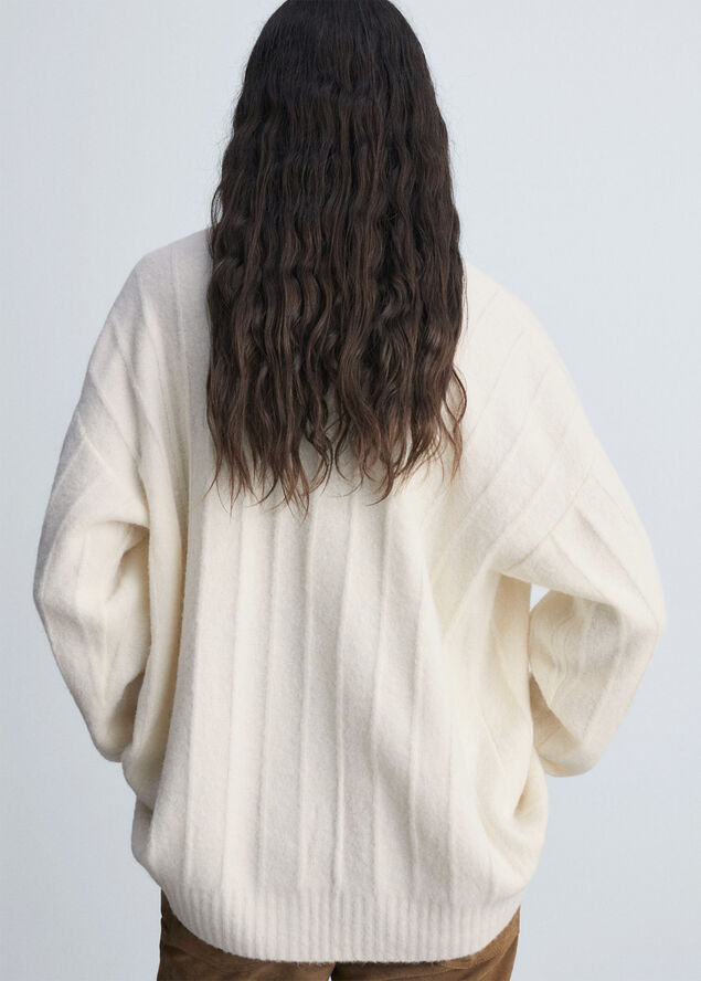MANGO Buttoned long cardigan Light beige